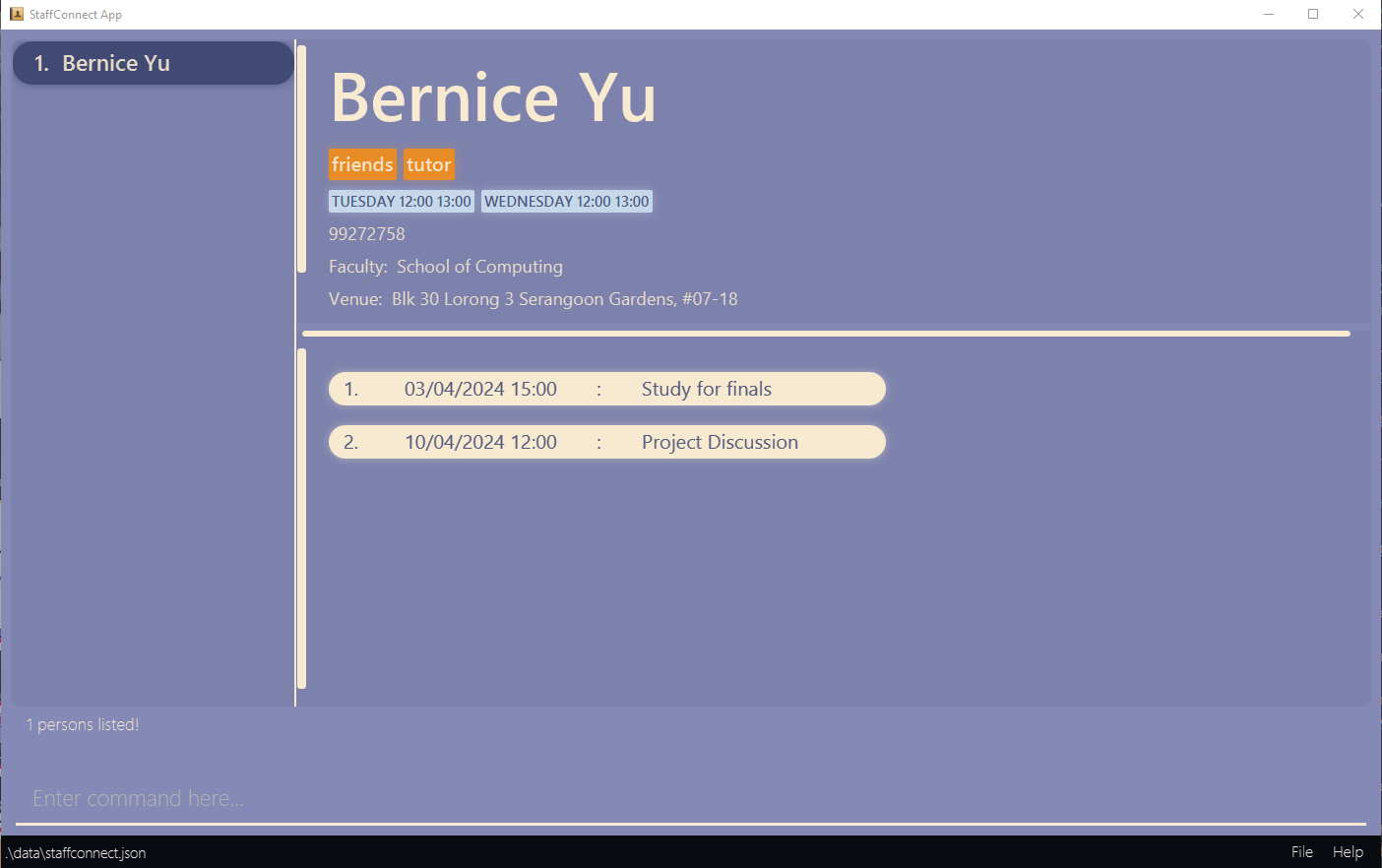 result for before `find Bernice Yu` followed by `meeting-delete 1 i/2`